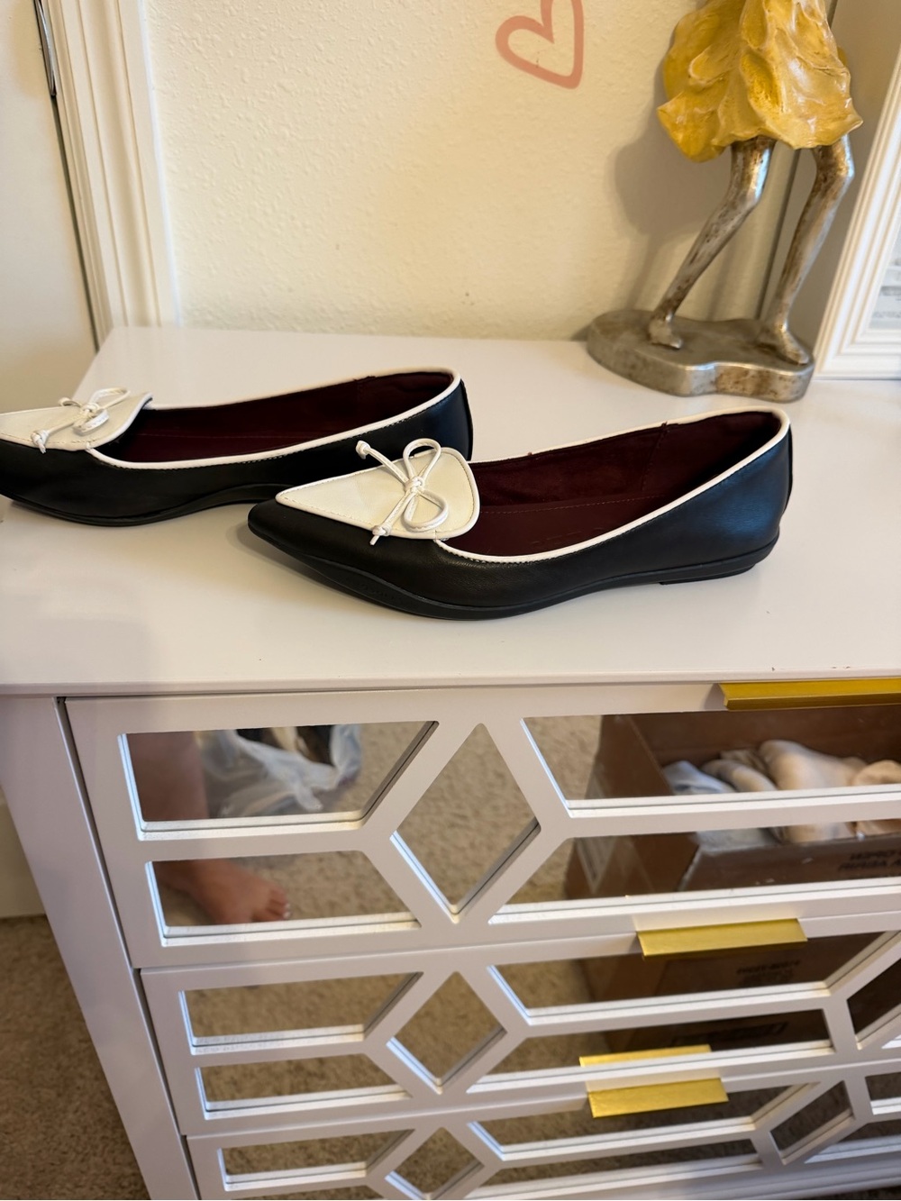 Aerosoles Black & White Pointed Toe Ballet Flats - Picture 5 of 5